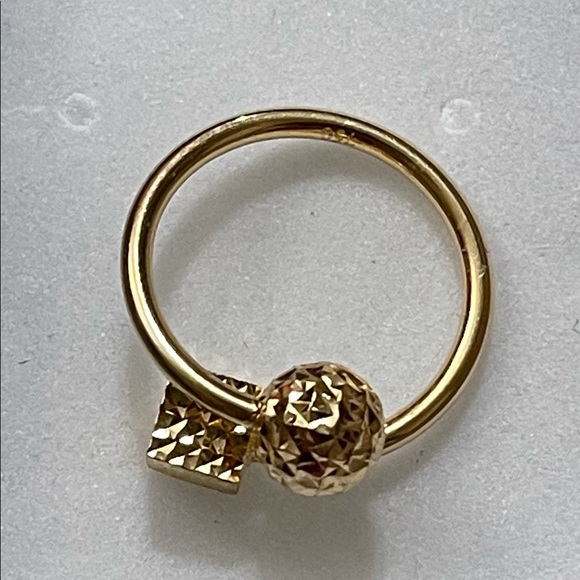 18k Real Saudi Gold Ring Suare and Ball Sz 5 - Picture 3 of 8